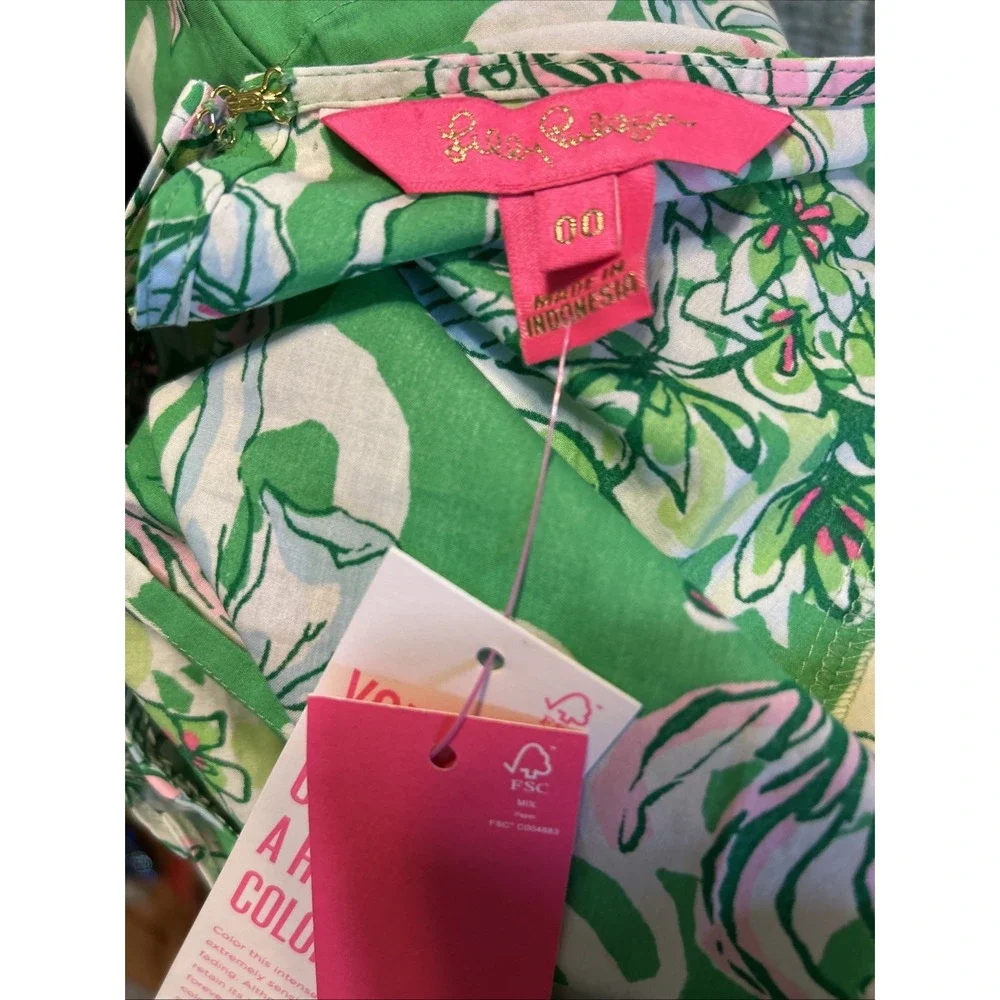 Lilly Pulitzer Barbara Top in Spearmint Blossom Puff Sleeve Size 00 NWT
